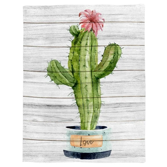 Plant Throw Blanket Watercolor Tropical Palm Leaves Colorful Illustration Natural Feelings Warm Microfiber - Цвет: LXM05596