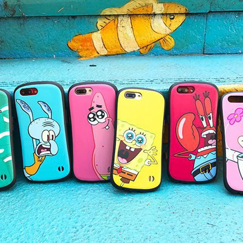 Spongebob Back Stars Phone Cases For Iphone 6 6S 7 8 Plus X Full Protective Case 7plus |