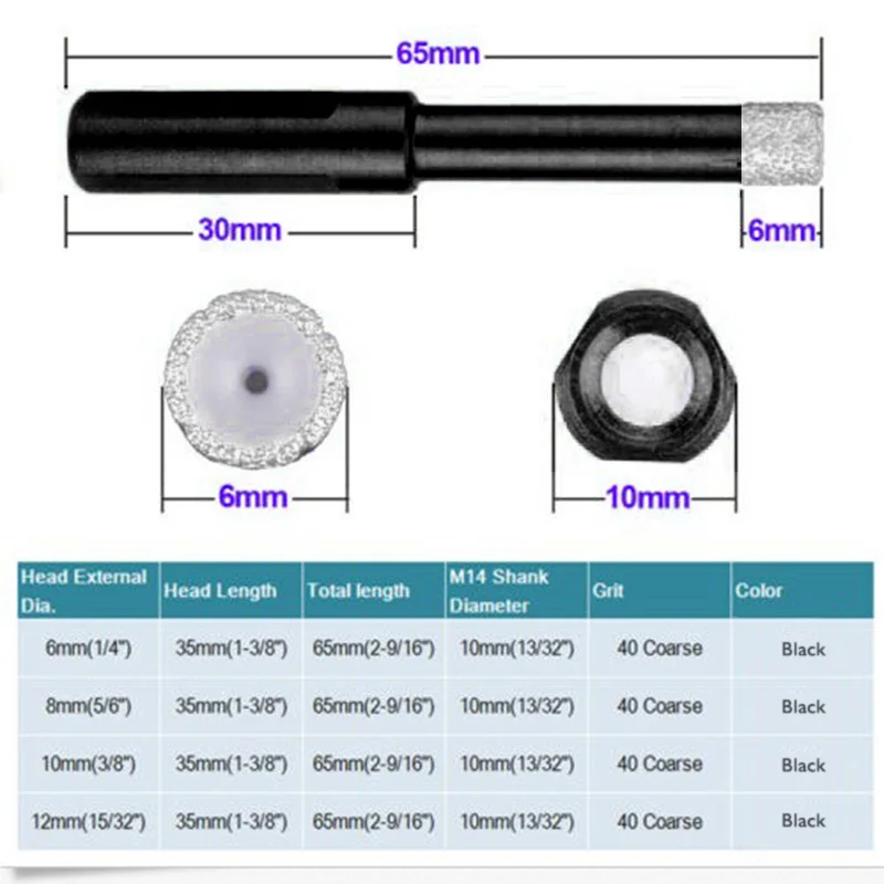 5 шт. M14 охлаждения воск сверла по металлу вакуумные паяльные Технология 6/8/10/12/14