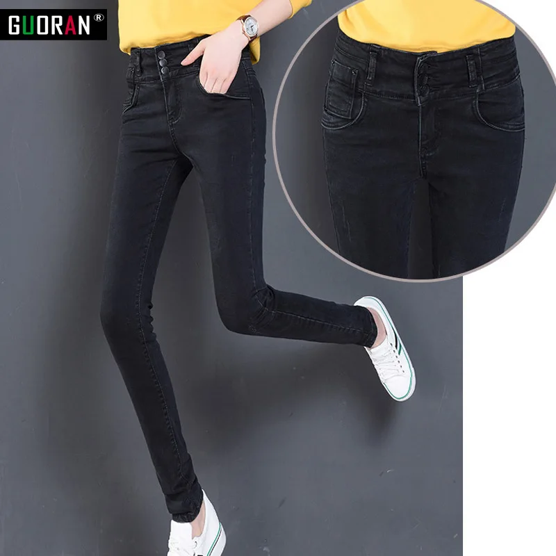 Новинка 2017 женские джинсы с высокой талией узкие Девятый карандаш из денима