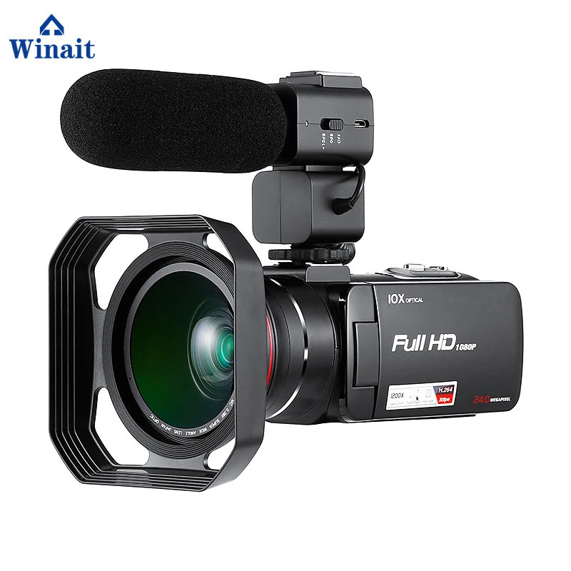 Winait Full hd 1080p Цифровая видеокамера с сенсорным экраном 3 0 дюйма/10x оптический зум/24