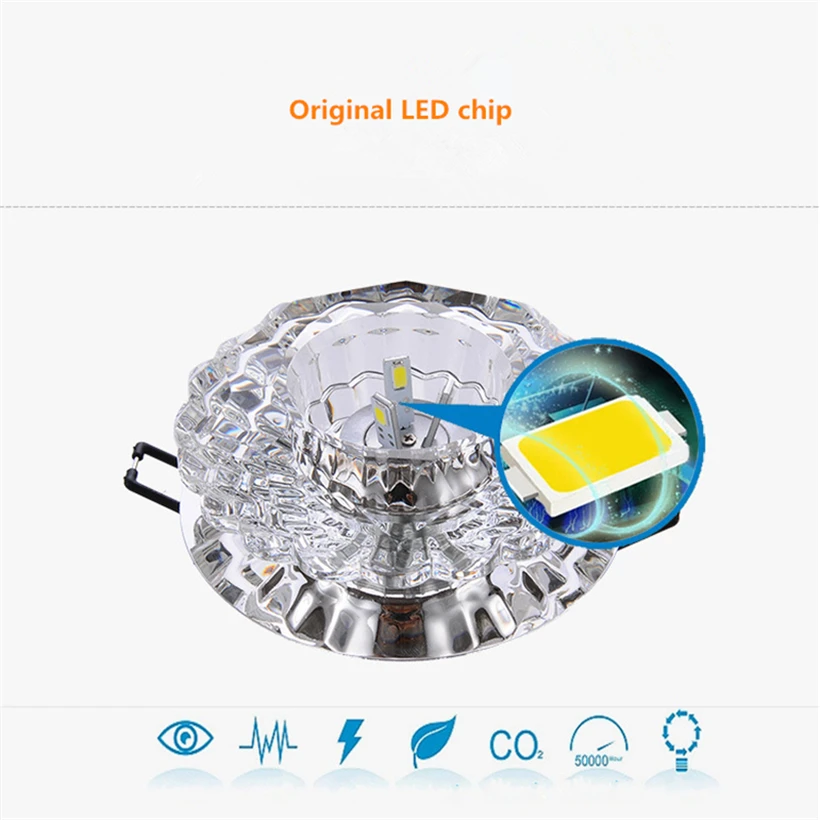 LED Crystal Aisle Celling Light AC 220V 3W 5W Corridor Lights Embeded Mounted Acrylic Living Room Indoor Decor Lamp | Лампы и