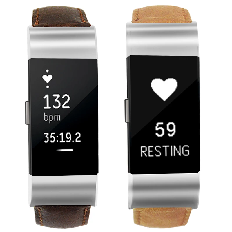 Подходит для фитнес браслета Fitbit Charge 2 с тремя ремешками Новый кожаный ремешок Crazy