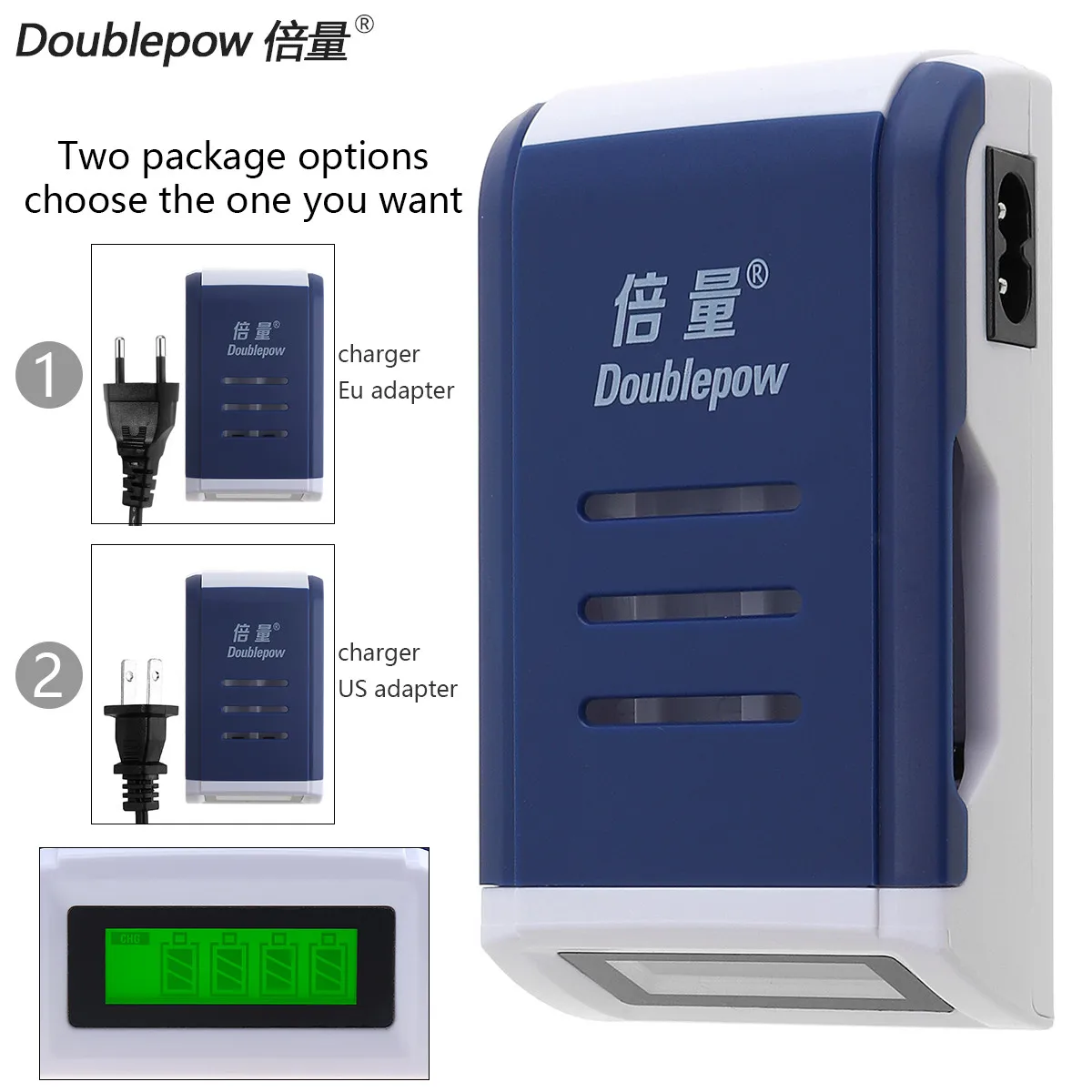 Doublepow K209 Интеллектуальное Быстрое зарядное устройство 4 слота ЖК дисплей NiCd NiMh