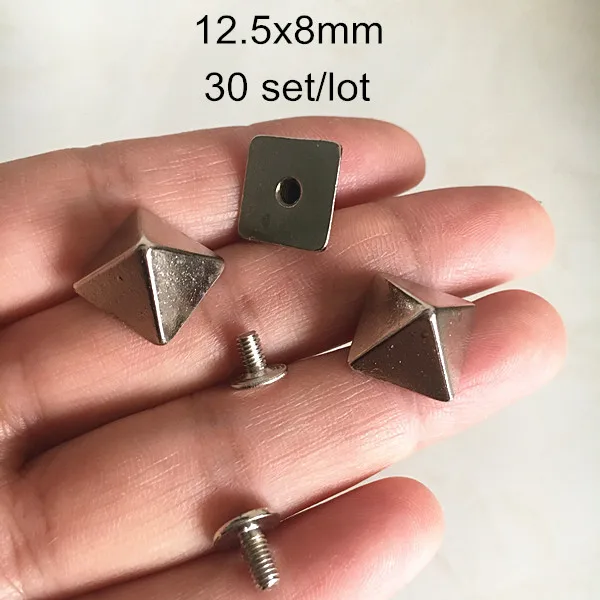 Заклепки с винтовыми заклепками 30 комплектов 3D пирамида 12 5x8 мм/12х15 м серебристые