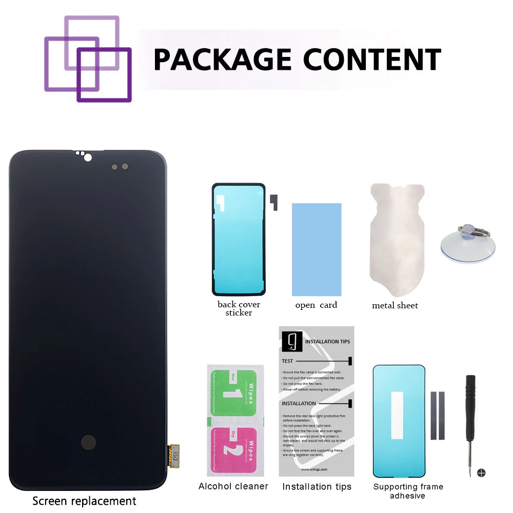 Witrigs для OnePlus 6 T ЖК-дисплей кодирующий преобразователь сенсорного экрана в сборе Замена для OnePlus 6 T ЖК-дисплей