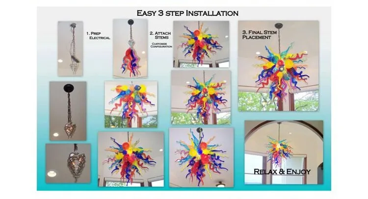 

Colorful Chandelier Pendant Blown Glass Light Free Shipping