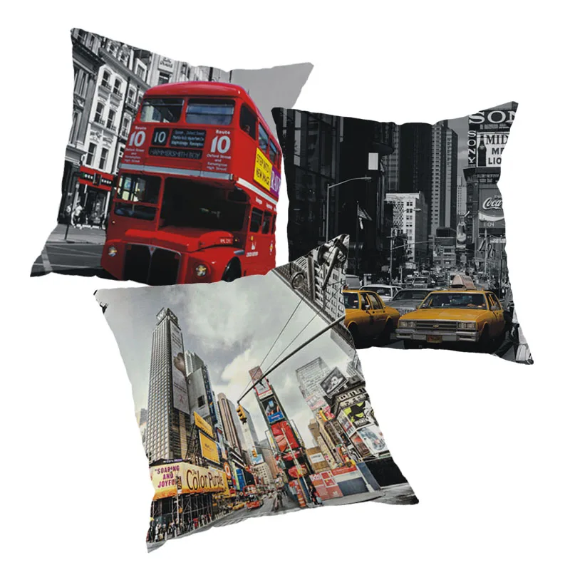Нью-Йорк Лондон город Ландшафтный дизайн Наволочки модные декоративные Пледы