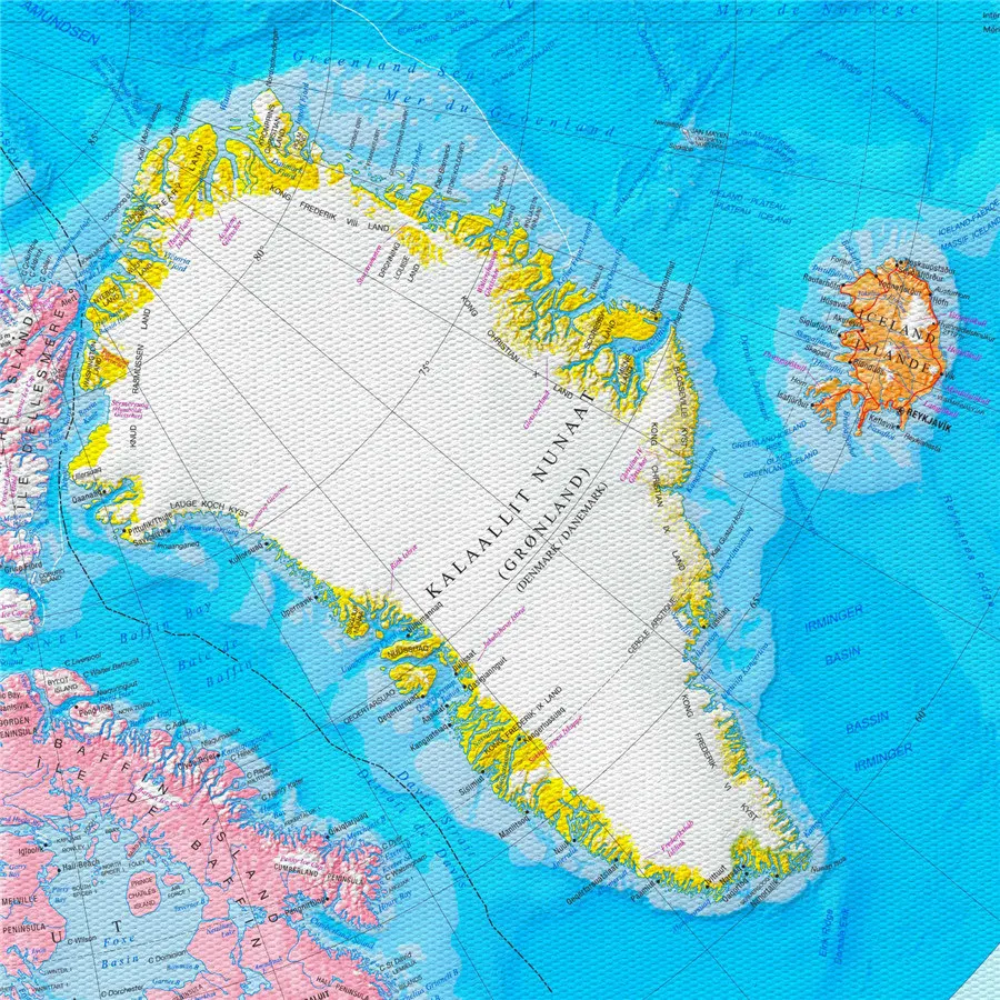 Arctic карта океана Изящные Геометрические линии яркий синий холст настенная