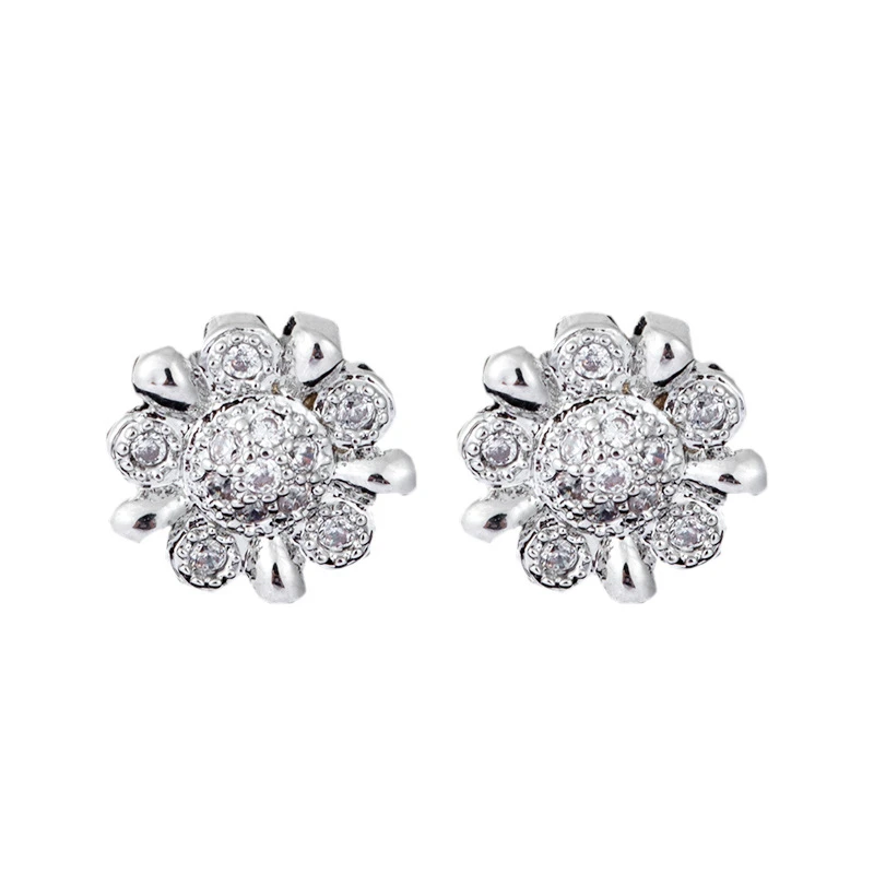 Женские серьги гвоздики из серебра пробы с эффектом бликов|flower earrings|silver earringsearrings