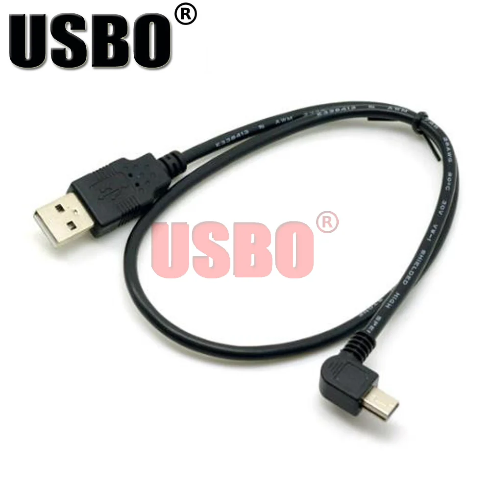 High quality Elbow black 0.5M 1.5M USB data extension line 90 degree elbow 2.0 male to Mini hard disk phone cable | Электроника
