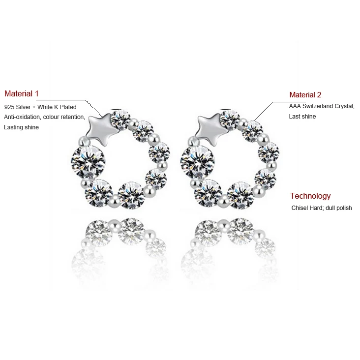 Австрия ювелирные изделия Tiffan женские посеребренные серьги гвоздики Lucky Star для