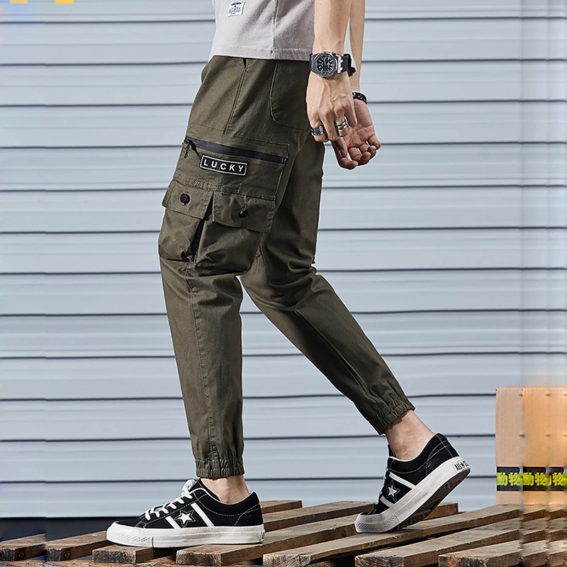 Мужские брюки карго повседневные в Корейском стиле облегающие Herren Hosen весна