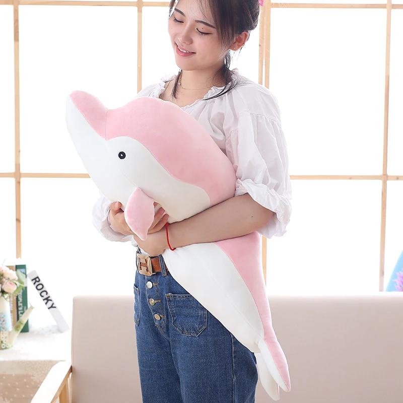 

50cm 60cm Down cotton Dolphins Plush Toy Dolphins Soft Stuffed Toy Blue Color Pink Color And Gray Color Wholesale And Retails