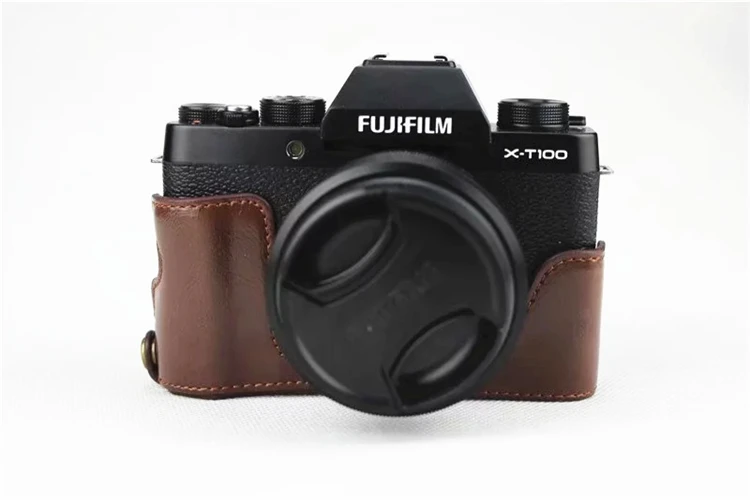 Получехол из искусственной кожи для Fuji Fujifilm XT100/X-T100 коричневый/черный/кофейный