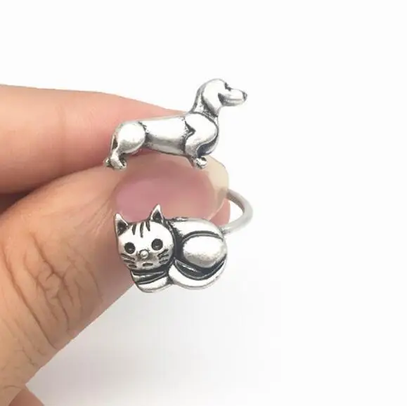 Кольцо для кошек и собак античное серебряное латунное с металлическими