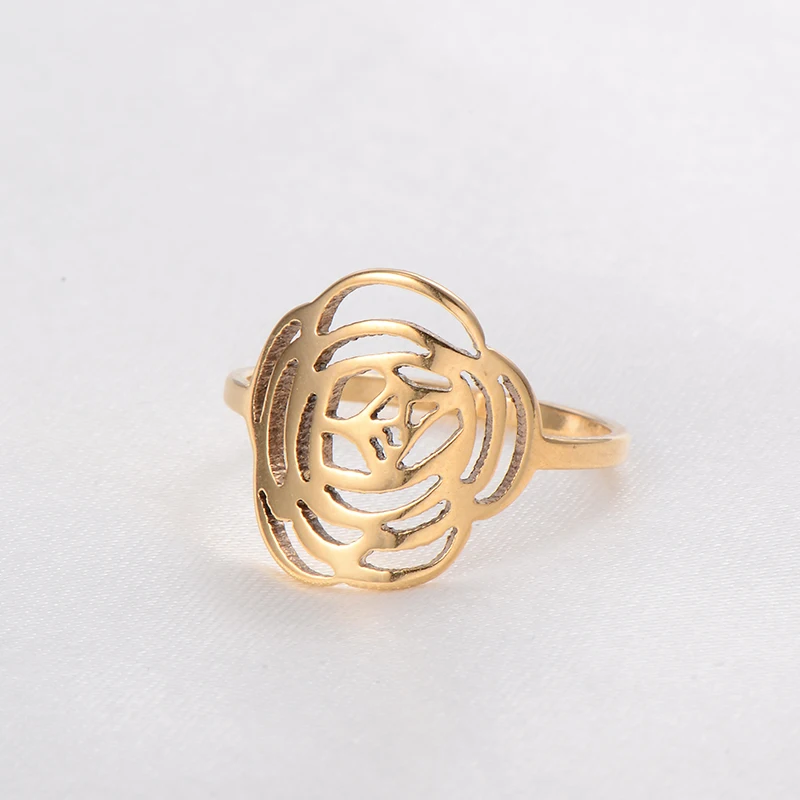 Заявление Панк Полые Цветок Из Нержавеющей Стали Коктейльные Кольца Для Женщин