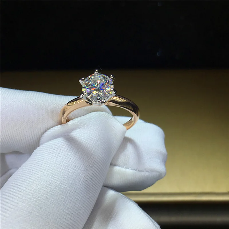 100% 18K 750Au Золотое кольцо Moissanite Diamond D color VVS с национальным сертификатом MO-00110 |