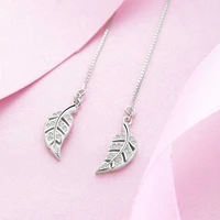 fashion exquisite 615mm leaf sterling silver 925 ear line dangle 4 2 earring ear642