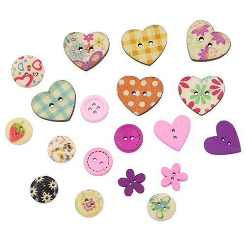 

New 2016 40g Round Love Heart Mixed Design 2 Holes Sewing Buttons DIY Scrapbooking C1LD