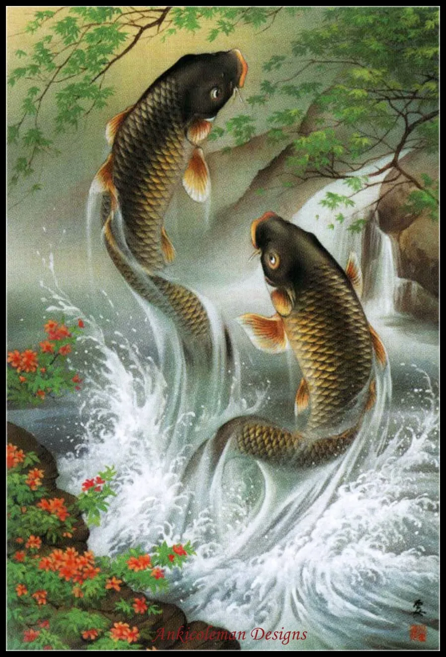 

Embroidery Counted Cross Stitch Kits Needlework - Crafts 14 ct DMC color DIY Arts Handmade Decor - Carp ascending