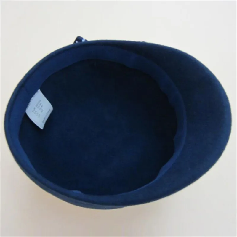 Spring Autumn Baby Girl Hat Fashion Navy Dots Girls Cap with Bowknot Kids Wool Felt Children Knight Beanies | Детская одежда и