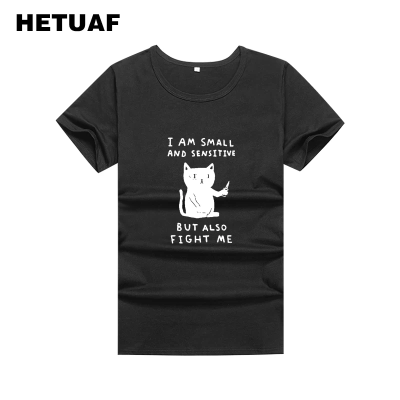 Женская футболка с принтом HETUAF I AM SMALL SENSITIVE но FIGHT ME каваи Харадзюку Ulzzang|Футболки| |