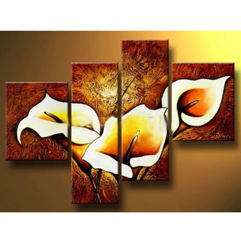 

Modern Hand abstract Wall Decor Oil Painting On Art Canvas 4pc,Flowers No Frame Home Decor Gift