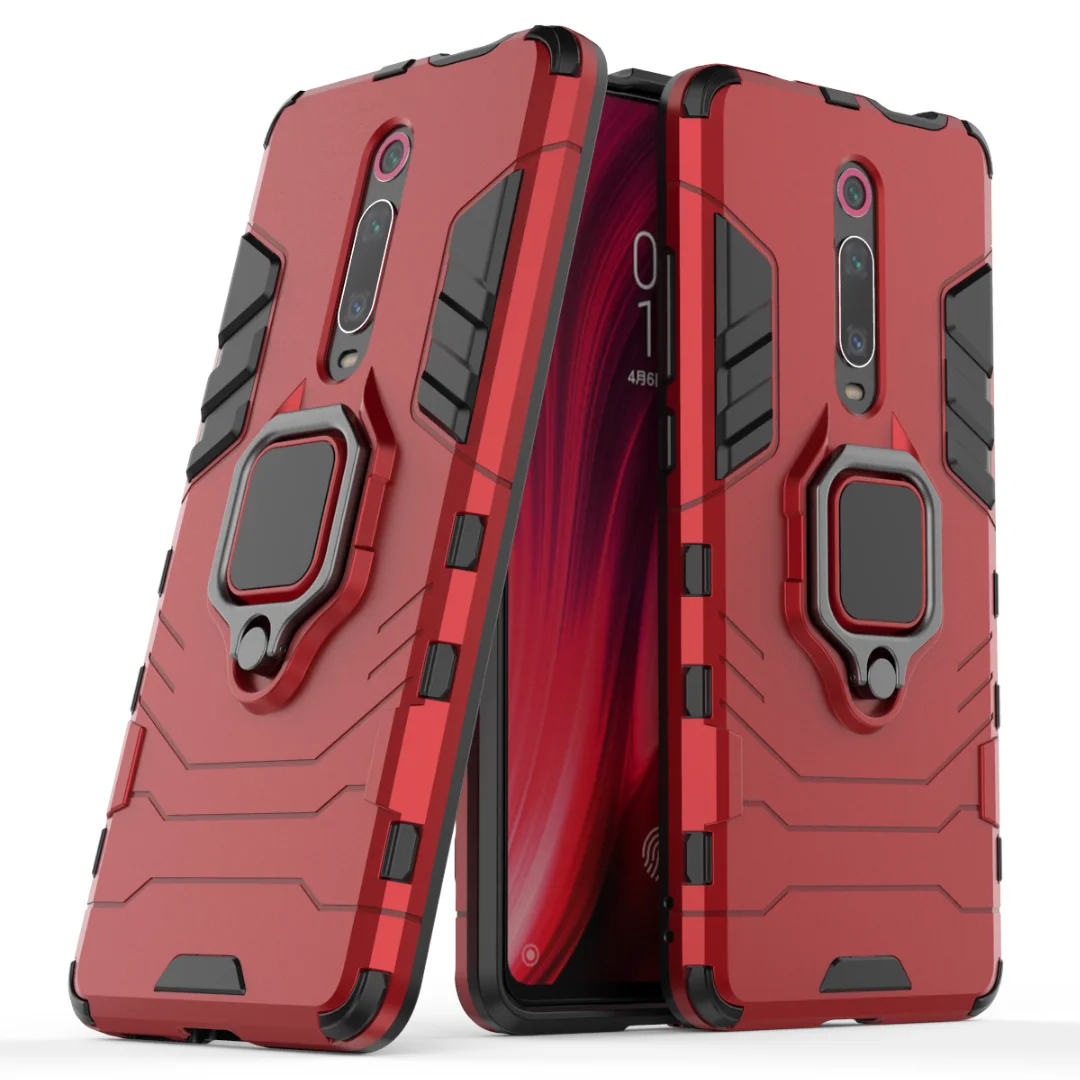 Гибридный чехол с кольцом-подставкой для Xiaomi Mi 9T Pro жесткий силиконовый +