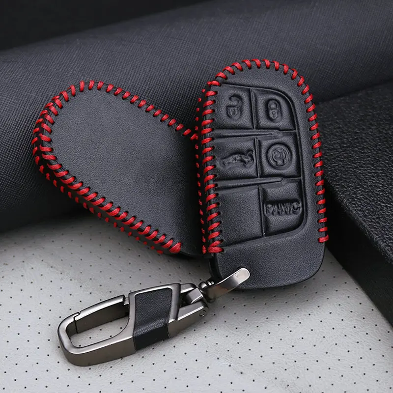 Кожаный дистанционный смарт чехол для ключей Fob Dodge Journey charger Jeep Renegade Grand Cherokee Chrysler