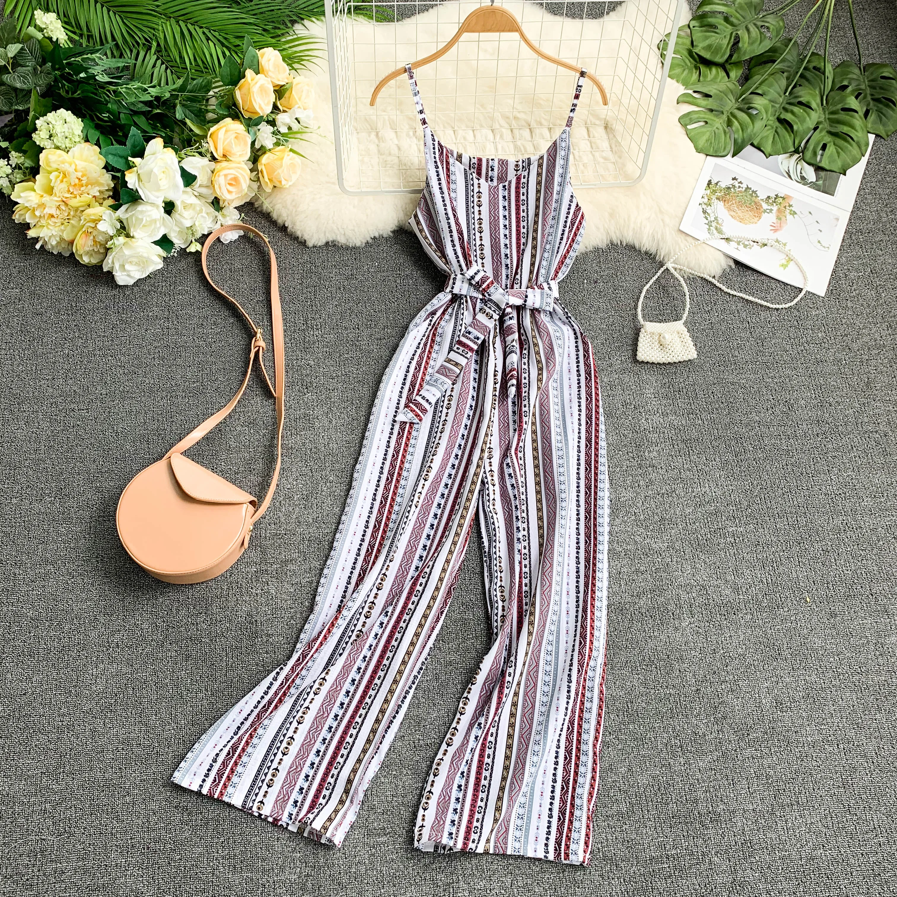 Женский праздничный комбинезон ALPHALMODA в стиле ретро с принтом поясом на резинке