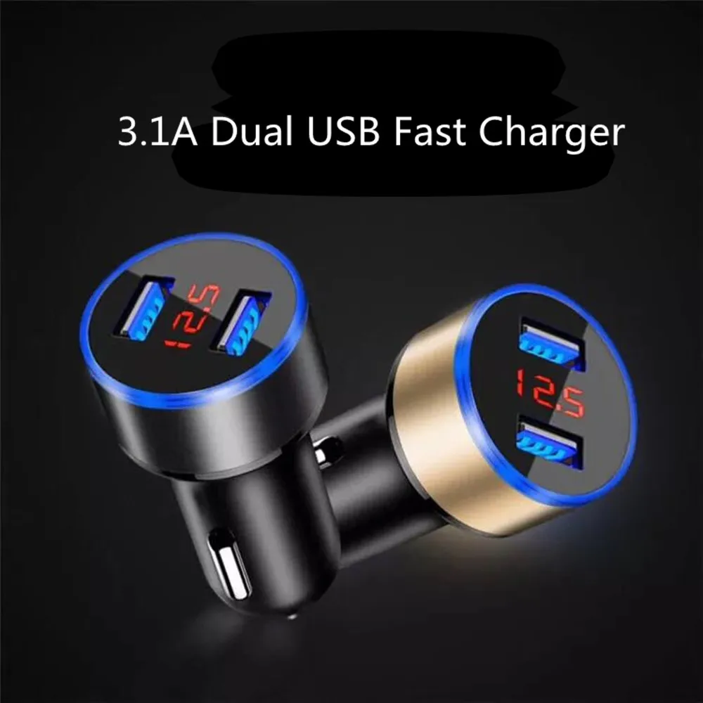 3.1A двойное автомобильное зарядное устройство USB цифровой светодиодный дисплей