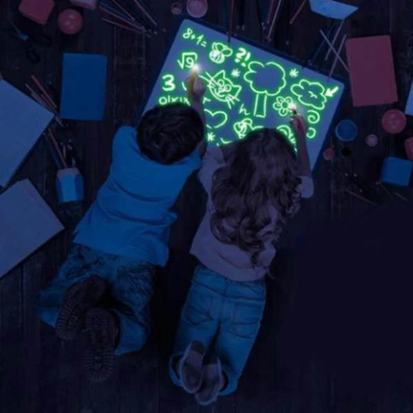 

Light up Drawing Fun Developing Toy Draw Sketchpad Board Portable for Children Kids QJY99