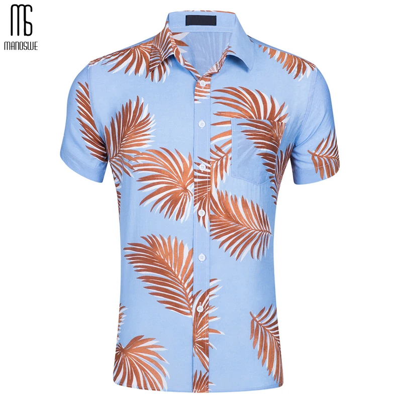 Мужская Цветочная гавайская рубашка Manoswe белая Повседневная с принтом на