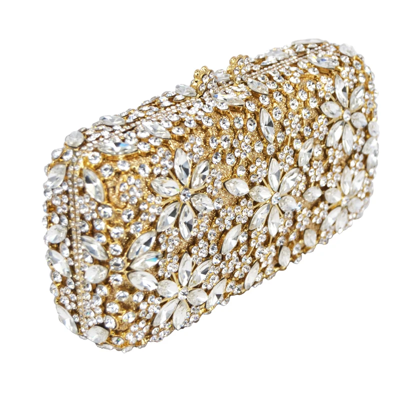 LaiSC Fashion luxury women Clutch bags flower evening Bridal wedding Purse pochette Golden Ladies soiree bag SC065 | Багаж и сумки