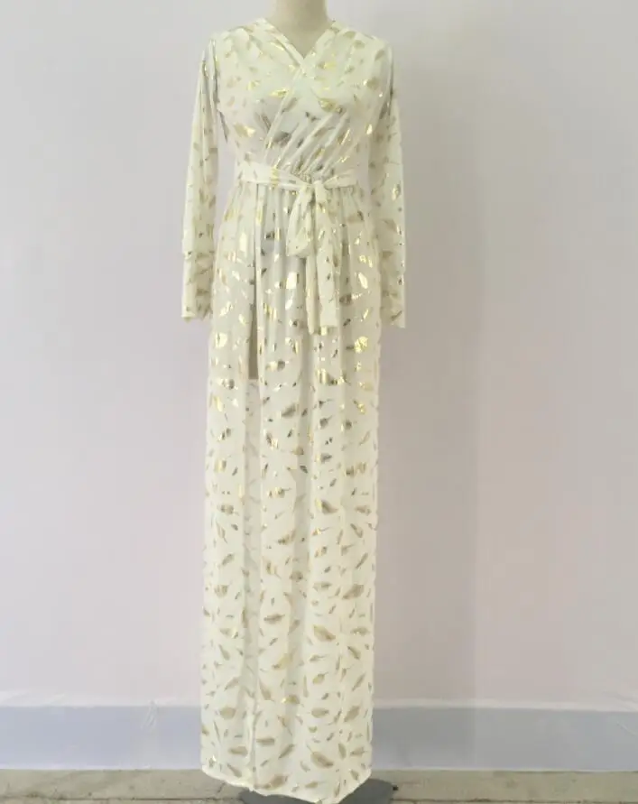 JOYIN вечерние с принтом золотых перьев длинным рукавом разрезом Роба сексуальное