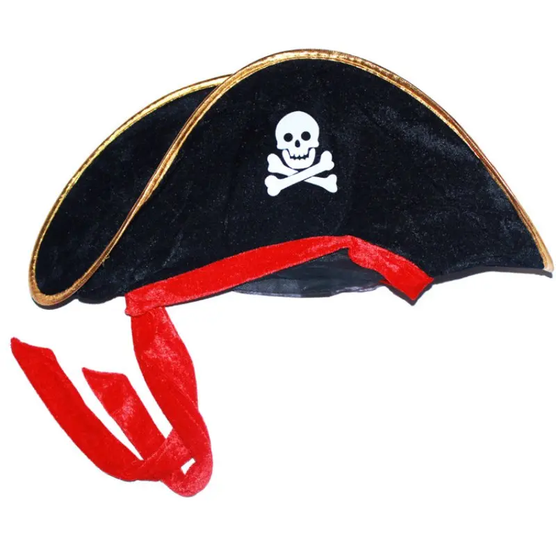 

New 1 Pc Fun Halloween accessories skull hat caribbean pirate hat skull pirate hat piracy hat Corsair cap party supplies