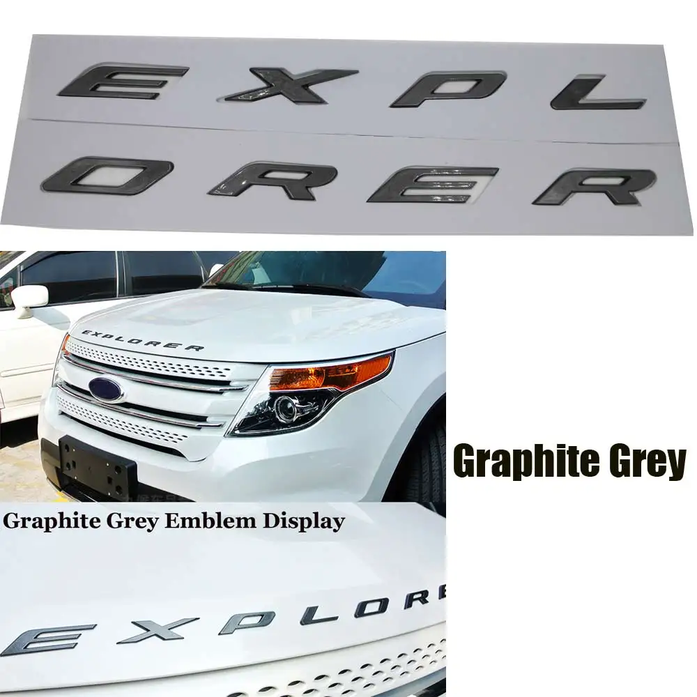 Graphite Grey DIY хром серебро графит черный капюшон эмблема буквы подходит для 2011- Ford Explorer Sport gloss с фиксированной наклейкой - Название цвета: Graphite Grey