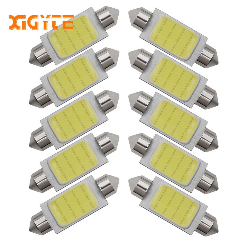 10 шт. гирлянда COB 31 мм 36 39 42 светодиодный светильник 12 чипов C5W DC12V белый цветной