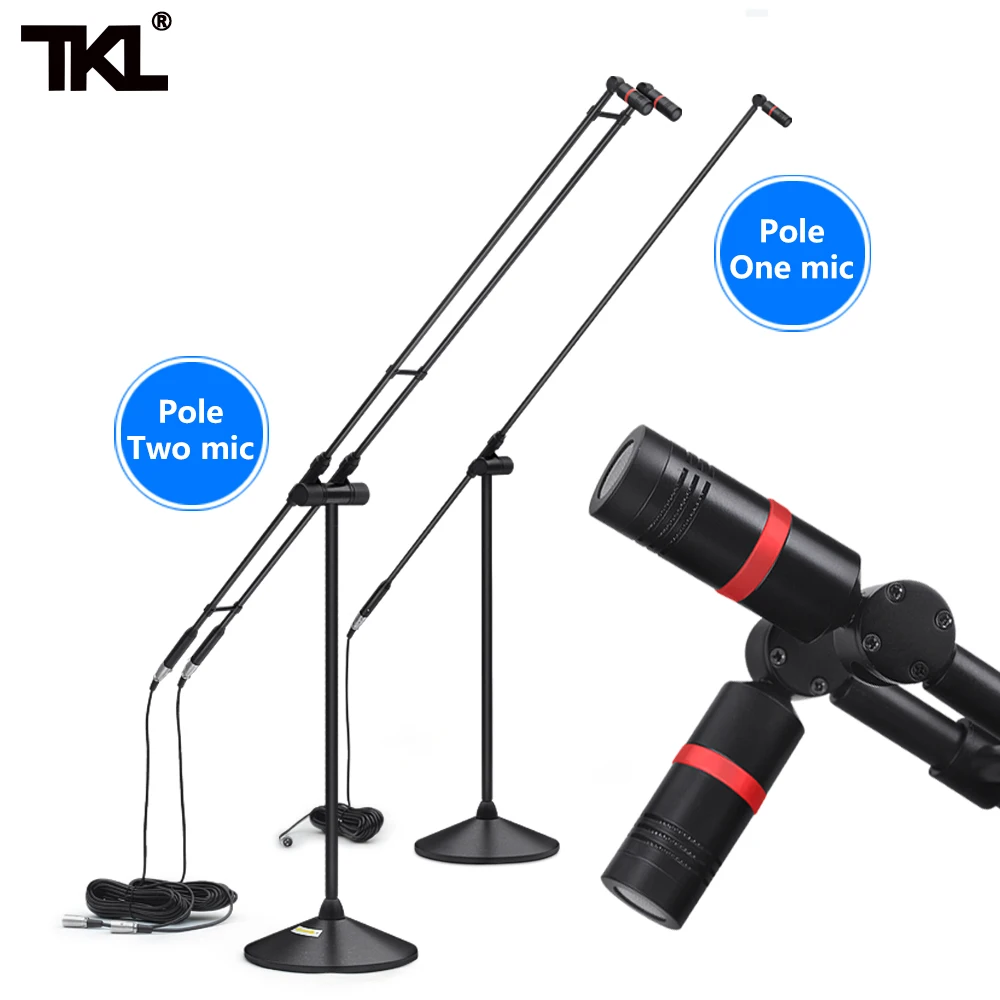 TKL 606 Professional Double Chorus Condenser Microphone Super-Cardioid Mic with Stands box for Stage meeting