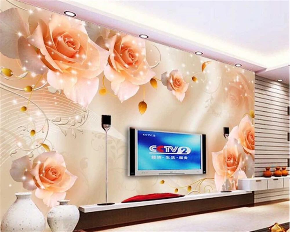 

beibehang Customize any size Advanced Wall paper Atmosphere Dream Starlight Rose TV Wall Background papel de parede 3d wallpaper