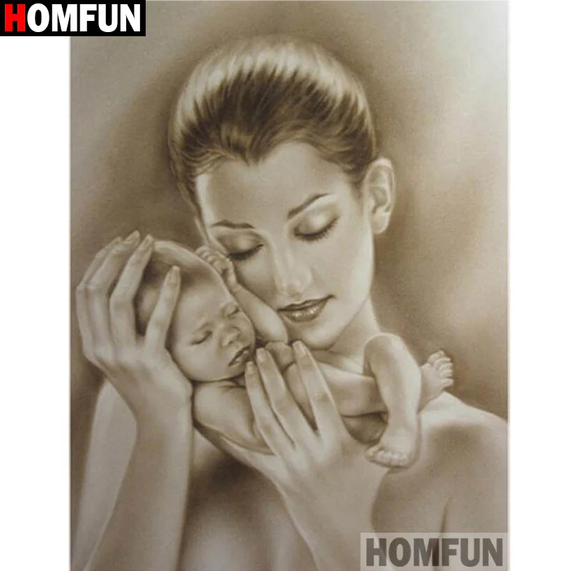 Алмазная 5D картина HOMFUN Мама и ребенок вышивка крестиком из квадратных/круглых
