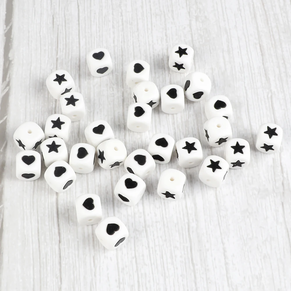 10 шт. силиконовые бусины в форме сердца и звезды 12 мм