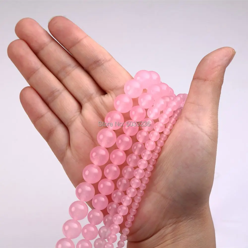 Wholesale Light Pink Jades Beads Natural Stone Loose for Jewelry Making 4-12mm Pick Size DIY Bracelet Necklace | Украшения и