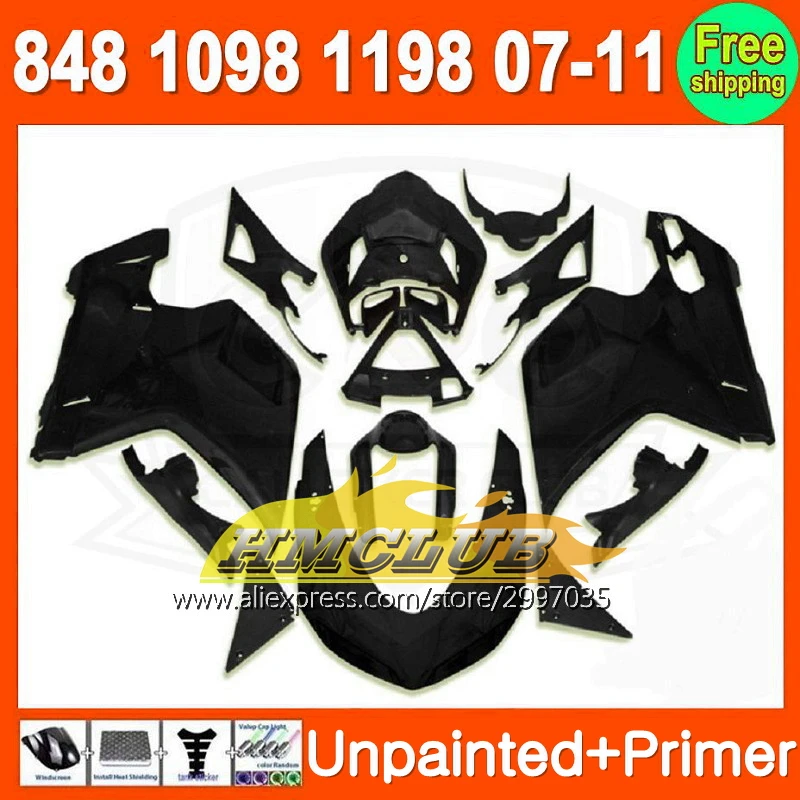 

Неокрашенный обтекатель Bodys + праймер для DUCATI 848 1098 1198 07-11 1098S 1198S 07 08 09 10 11 2007 2008 2009 2010 2011 обтекатели