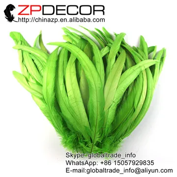 ZPDECOR 100 шт./пакет 25-30 см(10-12ich) подходит для ручной и сортировки Wholease красивое обесцвечивание смешанные Цвет Петушиный Хвост перья для свадьбы - Цвет: lemon green