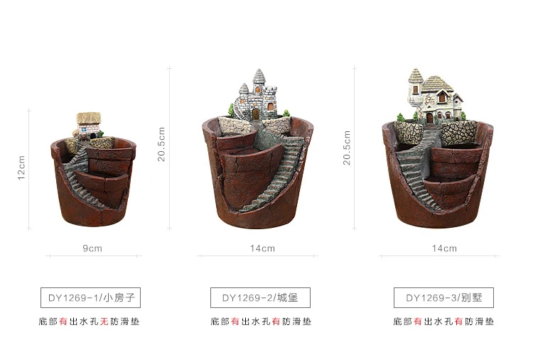 Новинка креативный садовый горшок в форме замка бонсай цветочный для украшения