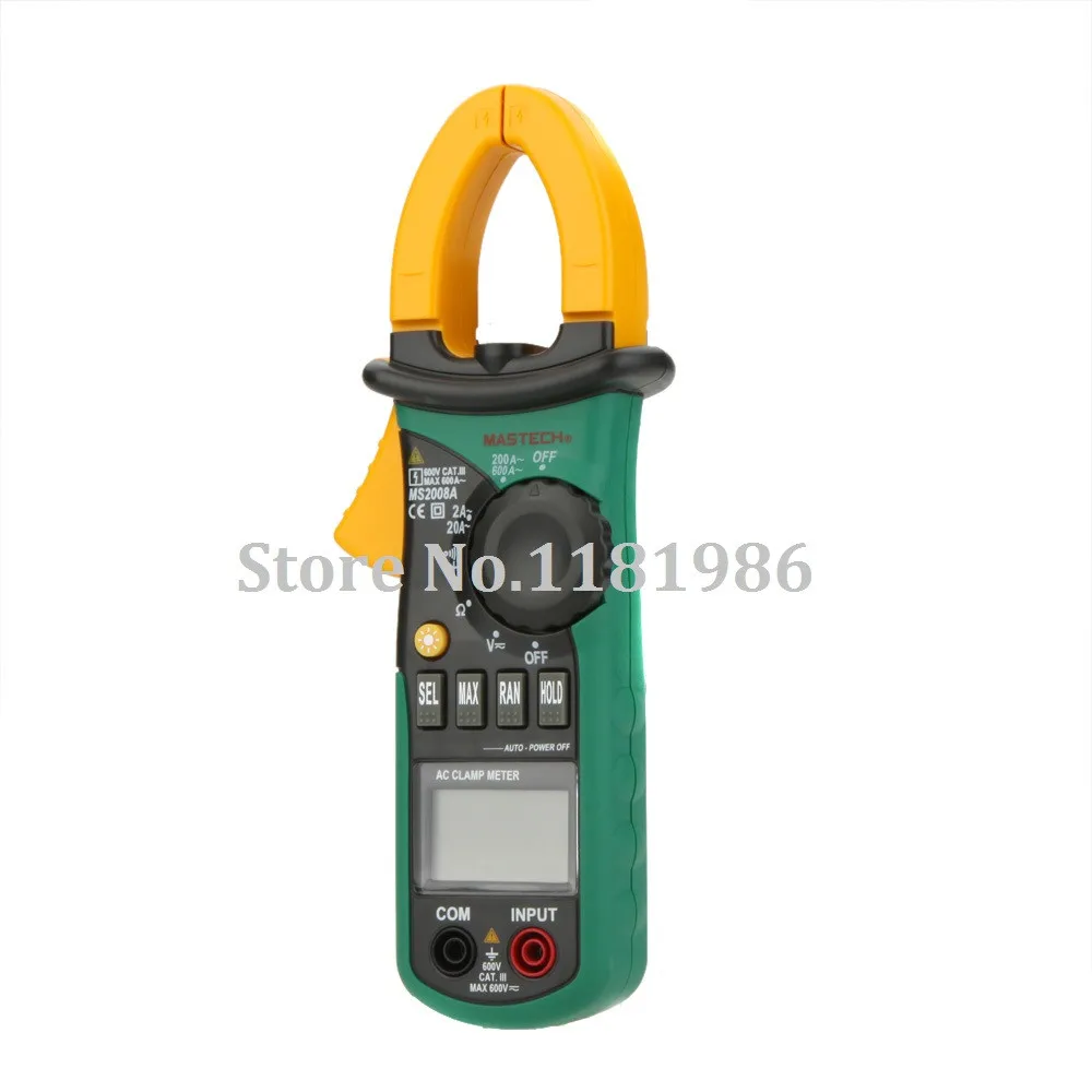 Mastech MS2008A 1999 отсчетов Мини цифровой AC Ток клещи мультиметр Multimetro Амперметр Вольтметр Омметр с ЖК-подсветкой
