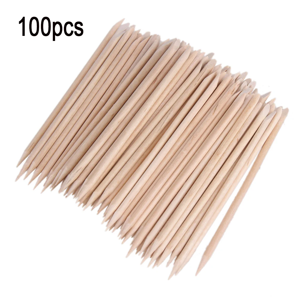100 шт. дизайн ногтей оранжевый деревянные палочки для кутикулы толкатель
