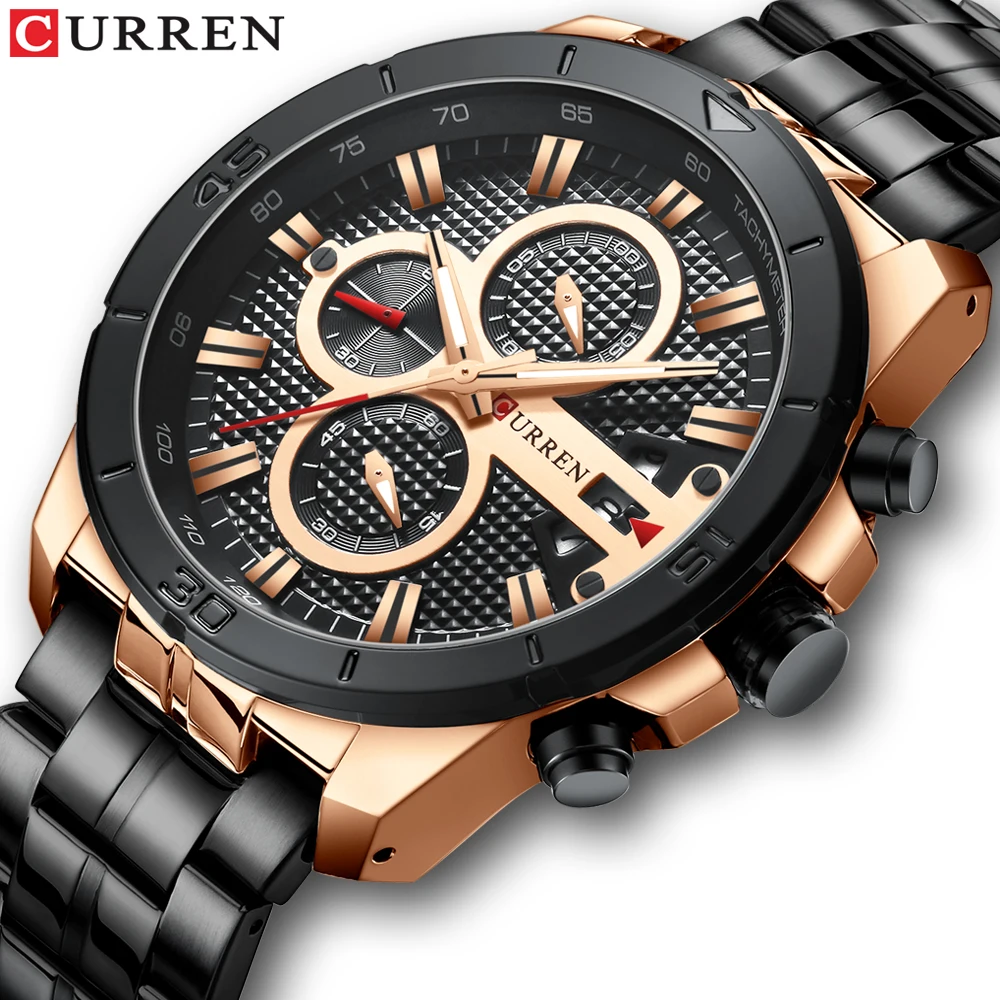 

CURREN Luxury Brand New Men Classy Casual Dress Steel Watches Black Dial Sport Chronograph Wristwatch Gent Gift relojes hombre